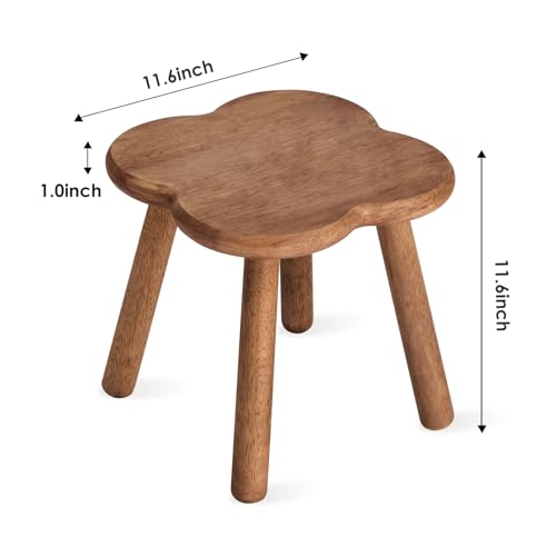 11.6in Solid Wood Step Stool for Adults — Multi-Purpose Small Wooden Foot Stool