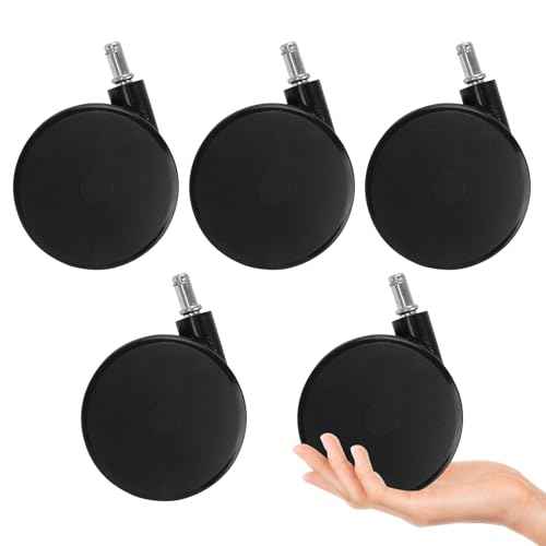 5 Pcs 4'' Extra Large Chair Wheels, Large Office Chair Wheels, Heavy Duty Office Twin Chair Casters Replacement 7/16 x 7/8 Grip Ring for Furniture Hardwood Floor Computer Desks