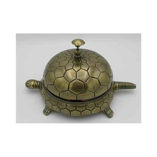 Large Tortoise Service Desk Bell - Turtle Bell in Antique Brass Finish