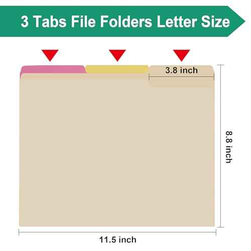 Manilla File Folder,1/3 Cut Tab,Letter Size Folders,Great for Organizing and Easy File Storage,18 Per Box