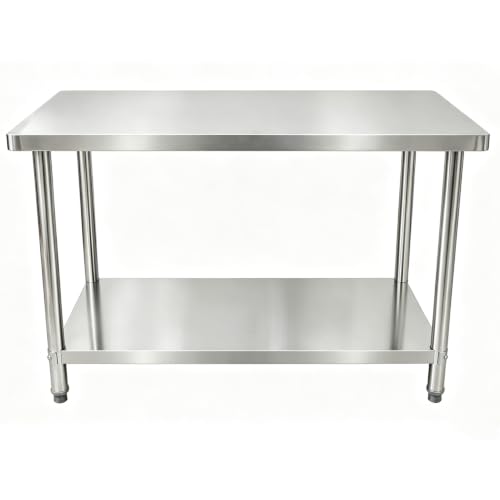 Stainless Steel 24 x 48 Inch Heavy-Duty Prep Table with Undershelf – Reinforced Kitchen Work Table
