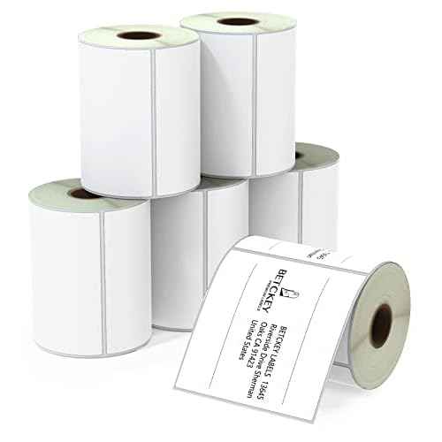 BETCKEY - 4" x 4" (102 mm x 102 mm) Shipping & Large Square Labels Compatible with Zebra & Rollo Label Printer,Premium Adhesive & Perforated [6 Rolls, 2100 Labels]