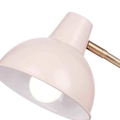 GLOBE Electric 67339 16 Inch Pink Desk Lamp with Gold Arm, in-Line On/Off Switch, Reading Light, Ideal for Bedroom, Dorm and Office