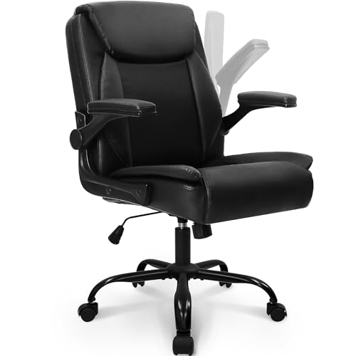 Neo Chair All Black PU Leather Office Desk Chair with Adjustable Arms & 360° Swivel