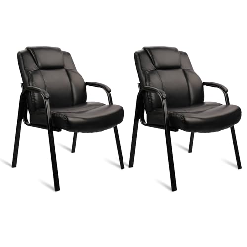CLATINA Big & Tall 500 lb Leather Guest Chair, 2-Pack Reception Chairs with Cushioned Arm Rests