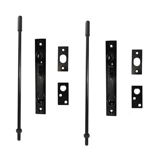 Solid Zinc Alloy Extension Flush Bolt with Rod 12"-Satin Black-Pack of 2