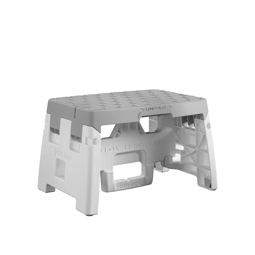 COSCO 1 Step Molded Folding Step Stool, Type 1A, White and Gray (2-Pack)
