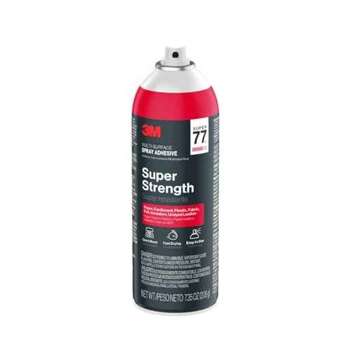 3M Super 77 Multi-Surface Spray Adhesive, 7.35 oz., Low VOC, Quick Bond, Fast Drying, Clear Finish for Foil, Foam, Paper, Metal, Plastic, Fabric, and Cardboard (77-10-NAT)
