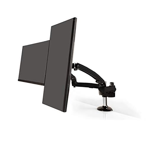 Ergotech Dual Freedom Arm, Includes Two Aluminum Articulating Arms,8.4-17.8 lbs. Weight Capacity per Arm, Suitable for Monitors up to 27'', VESA Compatible 75¡¿75, 100¡¿100,(FDM-PC-G02) -Dual,Metal Gray