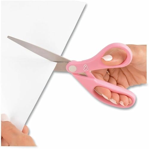 Westcott Pink Ribbon 8-Inch Stainless Steel Office & Craft Scissors - 1 Pack