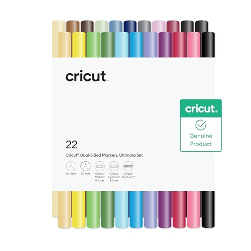 Cricut¢ç Dual-Sided Markers, Ultimate Marker Set (22 ct) - 1.0mm Marker Tip + 0.4mm Fine Point Pen Tip - For use with Maker, Explore, & Venture Machines