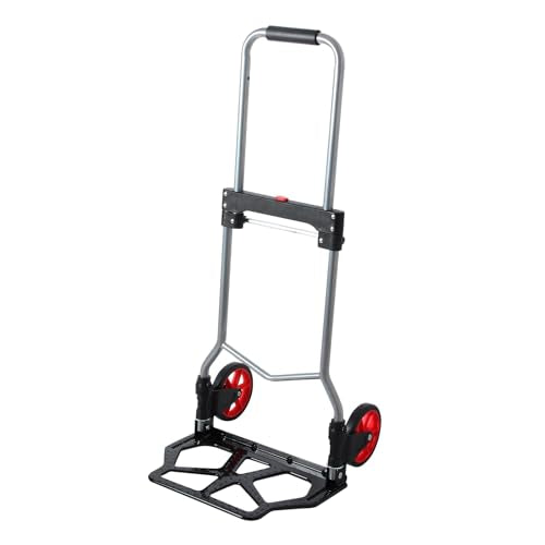 LEADALLWAY 240lbs Capacity Dolly Cart with Rope,Steel Portable Cart Telescoping Handle and Two 6" Nylon+Rubber Wheels