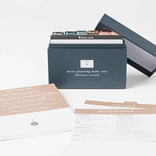 PPP Meal Planner with 72 Recipe Cards (Freezer Menu) - Weekly Menu Planner | Sturdy Recipe Box | 12 Reusable Grocery Shopping Lists | 5 Blank Recipe Cards | Recipe Card Protector | Recipe Ideas