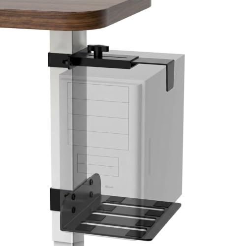 Under Desk PC Mount for Standing Desk, Heavy-Duty CPU Holder (Black, 75mm x 45mm)
