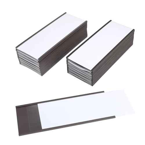 Eeoyu Magnetic Label Holders with Magnets Magnetic Data Card Holders with Clear Plastic Protectors for Metal Shelf, Whiteboard, Set of 30 (3 x 8 Inch)
