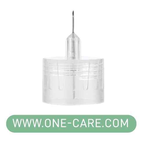 ONE-CARE Pen Tips, 32G x 8mm, Sterile, Seal and Cover, Universal Design, Optimal Skin-Contact ? Pack of 100/box