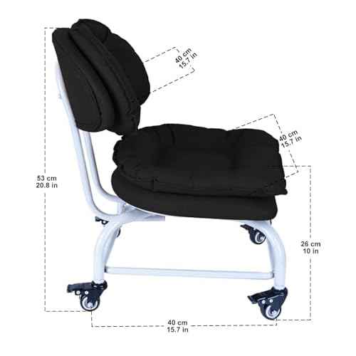 Backrest Rolling Stool with Brakes VAPAA TAIDE Rolling Chair Heavy Duty Roller Stools with Wheels for Home Office Garage Mechanic Flooring Cleaning Shop Black