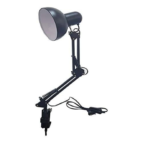 Adjustable Clamp Desk Lamp 26" Height, Swing Arm Architect Metal Table Lamp, Gooseneck and 360¡Æ Rotating Shade, E26 Base (BULB NOT INCLUDED) Black Clip-On Light for Office, Study, Reading, Crafting