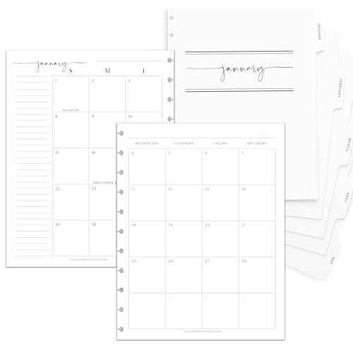 BetterNote 2026 Monthly Calendar Refill with Tabbed Dividers for Discbound Notebooks, Index Tabs, Disc, Pages Fit Happy Planner, Circa Levenger, Arc, TUL, IWP, Talia (Modern, 11-Disc, 8.5"x11")