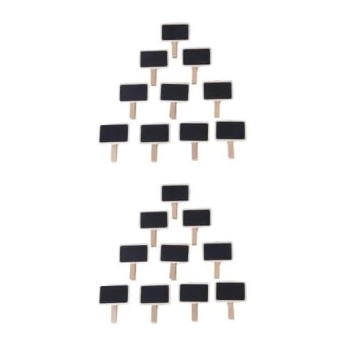 20 Pieces Mini Chalkboard Signs with Clips, Wooden Rectangle Message Boards,with Clip Message Chalk Board Tag Signs Clips Basket Labels Clip for Memo,Note Taking