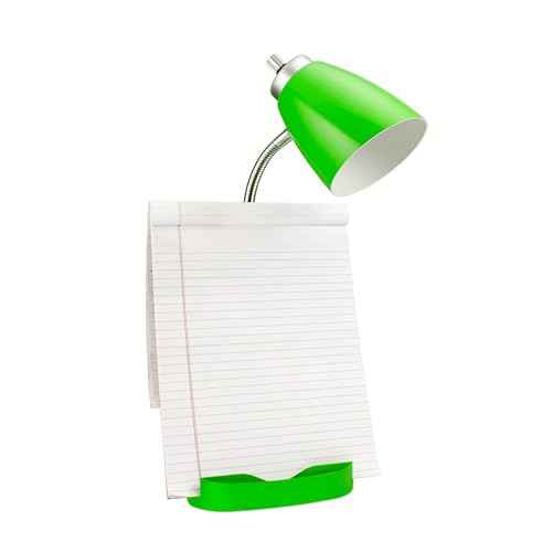 Simple Designs LD1094-GRN 18.5" All-in-One Gooseneck Desk Lamp with iPad Stand, Book Holder, and Convenient Charging Outlet, for Office, Bedroom, Living Room, Green