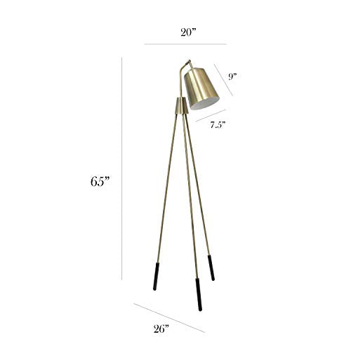 Elegant Designs LF1025-ABS Three Legged Antique Brass Floor Lamp with Shifting Shade
