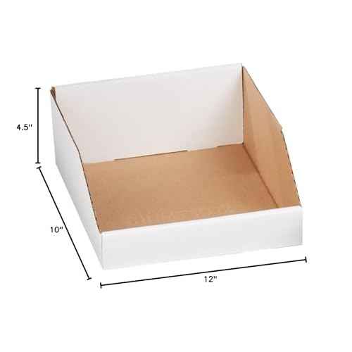 AVIDITI Cardboard Storage Bins, Open Top Bin Box, 10"L x 12"W x 4 1/2"H 25-Pack | Small for Inventory, Organization, Parts, Garage, Warehouse or Home Cubby, Oyster White 8x18x10