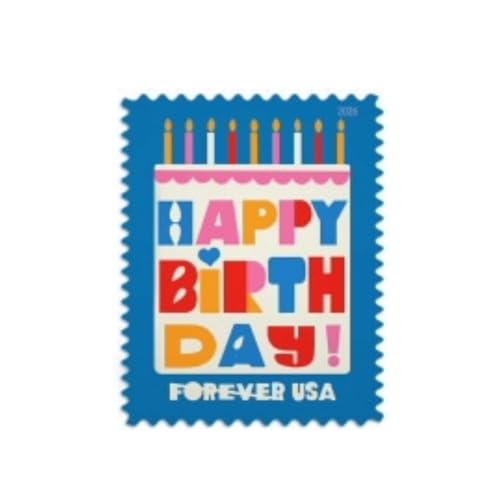 Happy Birthday Forever Stamps Sheet of 20 - Bright Colorful Cake Design USPS