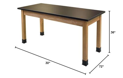 NPS 30x72 Solid Ash Wood Science Lab Table with Phenolic Top in Black