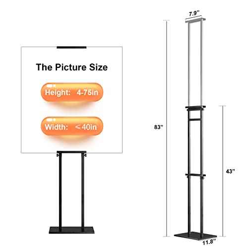 Display Stand Sign Holder,Heavy Duty Adjustable Pedestal Sign Stand Up to 75 inch,Double-Sided for Board & Foam Sign,Sign Stand with Base,Fit Wedding,Restaurant or Business(Poster not Included)
