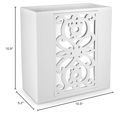 Creative Scents Mirror Janette White Bathroom Trash Can 2.11 Gal / 8L - Decorative Wastebasket - Mirrored Waste Basket for Bathroom, Bedroom, Powder Room Decor
