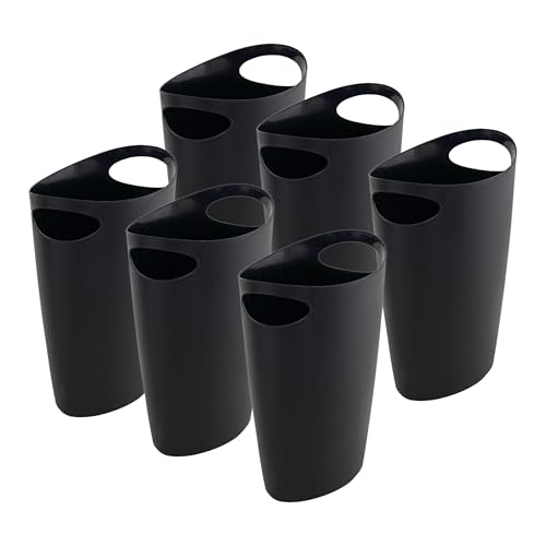 Superio Slim Bathroom Trash Can 2 Gallon Plastic Small Compact Waste Basket for Bedroom, Dorm, Under Office Desk, Narrow Portable RV Dustbin, 6 Black