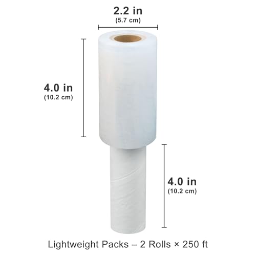 JUKFITA 2 Pack 4" × 500 ft Stretch Film with Handle - 80 Gauge Shrink Wrap Rolls