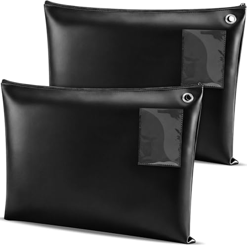 Humyoun 2 Pcs Large Black Leather Mail Zipper Bag 18x14 Inches - Office & Travel
