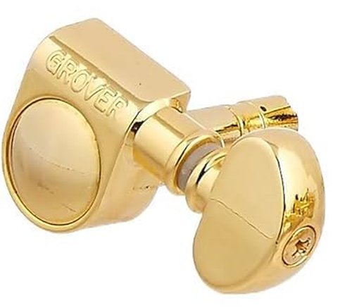 Grover 406G Locking Rotomatics Guitar Tuners, Tuning Machines Set 3+3 18:1 Gold Mid-Size Tuning Keys with Tonebird Dunlop Polish Cloth Bundle Tuner Heads with Small Kidney Button
