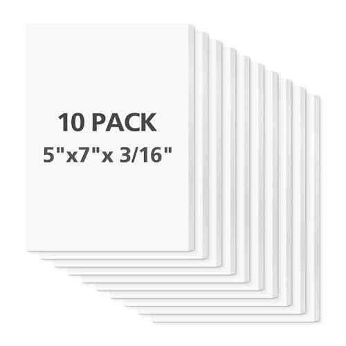 Mat Board Center Premium White Foam Core Board - 5x7 Inches, 3/16 Thick - 10 Pack, Acid-Free - Ideal for Mounting, Crafts, Art, and Presentations