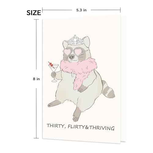 Funny 30th Birthday Card for Women, Thirty Bday Greeting Card, Happy 30th Birthday Decorations for Her, 30 Year Old Bday Gifts for Women