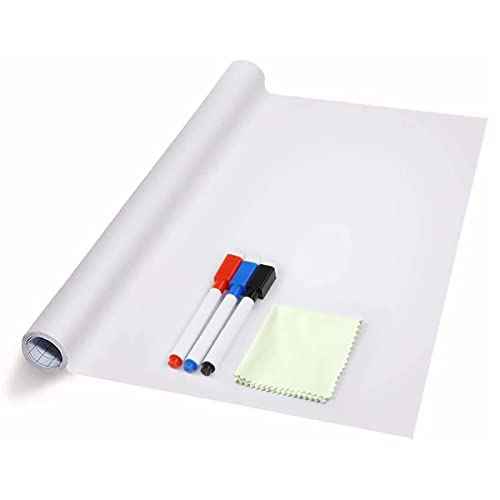 ZNCMRR 78.7"x17.7" Whiteboard Sticker for Wall White Board Contact Paper Dry Erase Wallpaper with 3 Markers Adhesive Poster Board Whiteboard for School Office Home Kids Drawing