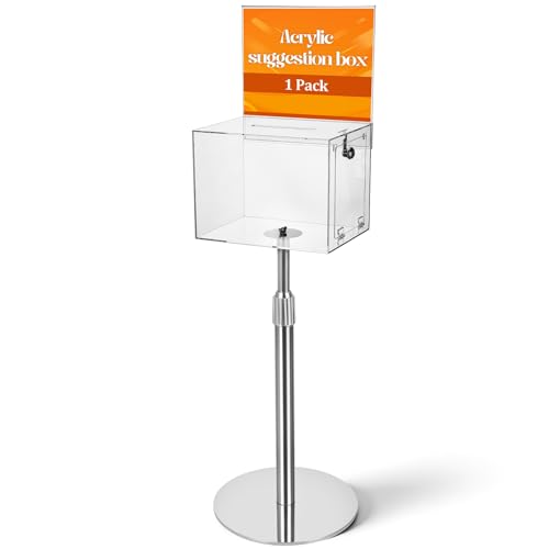 Clear Silver Lockable Donation & Raffle Box Stand - 1 Pack