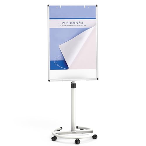VIZ-PRO ECO Magnetic Whiteboard Easel - 36 x 24 Inches, Mobile Dry Erase with Paper Pads, Adjustable Height, Lockable Wheels, White