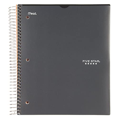 Mead Five Star Notebook + Study App - 5 Subject Notebook College Ruled - Water Resistant Customizable Cover - Spiral Notebook 8.5 X 11-200 Sheets - Assorted Colors - 6 Pack