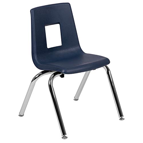 EMMA + OLIVER 14" Seat Navy Plastic Stackable School Chair