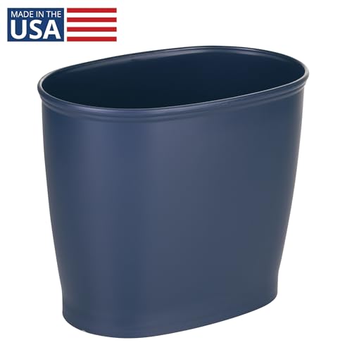 iDesign Slim Plastic Bathroom Trash Can Navy Blue Pack of 1