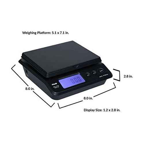 American Weigh Scales Digital Shipping Postal Scale, Package Postage ScaleBacklit LCD Screen55lbs. x 0.01lbs. (Black), PS-25