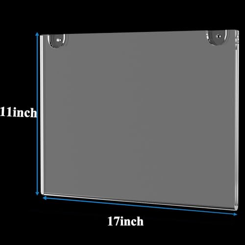 PecMuikee Acrylic Sign Holder 17 x 11 Inch, Wall Mount Sign Holders Clear Plastic Picture Frame with Adhesive Tapes and Mounting Screws for Office, Home, Store, Restaurant, Landscape, 6 Pack