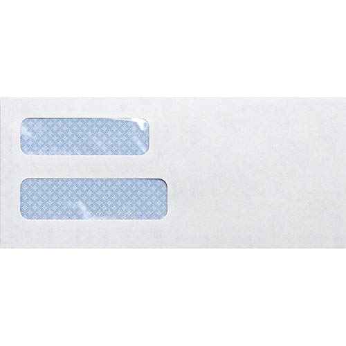 Business Source #10 Envelopes with Security Tint, Double Windows, 9.5" x 4.125", White, 500 Count