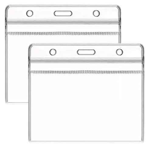6 Pack Horizontal Plastic Badge Holders with Resealable Zipper, Waterproof ID Card Holder for Proximity Badges, Credit Cards, Driver¡¯s License (2.4 x 3.7 Inch).