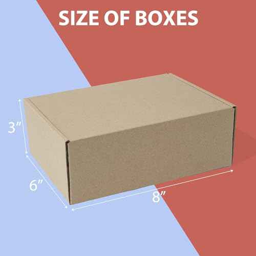 Mat Board Center, 8x6x3 Shipping Brown Boxes, Small Corrugated Cardboard Box, Business Mailer, Gifts Mailing, T-Shirt, Kraft Paper 26 Pack