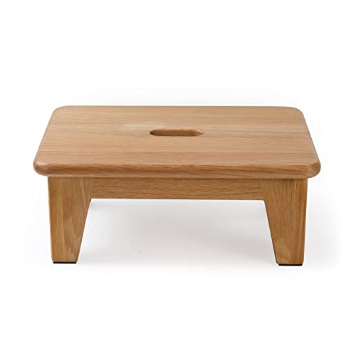 Oak Step Stool 6.5" High - Solid USA Oak, No Assembly, Non-Slip Mat, Natural Color