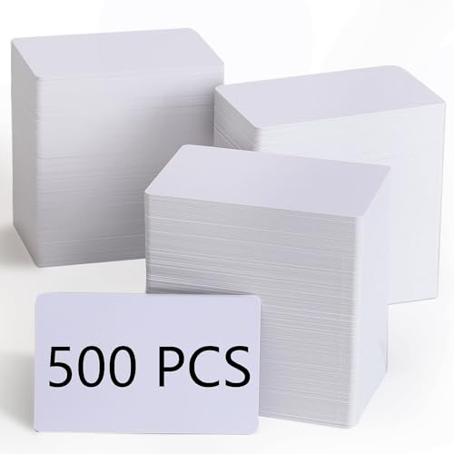 500 Pack Blank White PVC ID Cards - CR80 30 Mil Plastic Cards for Photo ID Badge Printers - Premium Blank Credit Card Compatible with Most Printers